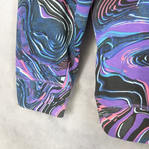 Gymshark Pre Workout Hoodie Sweatshirt Womens Medium Purple Abstract Gym Active - Picture 5 of 12